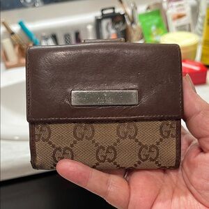 Gucci Dark Brown and Beige Wallet